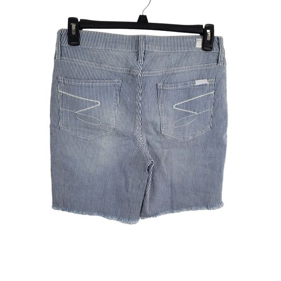 Seven7 Shorts 10 Womens Mid Rise Sunset Bermuda Blue White Striped Raw Hem Casua - Picture 4 of 5